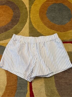 John Galt Brandy Melville Blue White Stripe Boxer Mini Shorts Low Rise One Size
